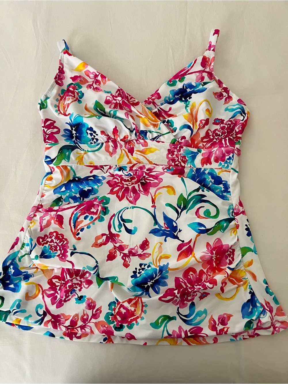 Anne Cole Multicolor Floral Camisole Swim Top on White